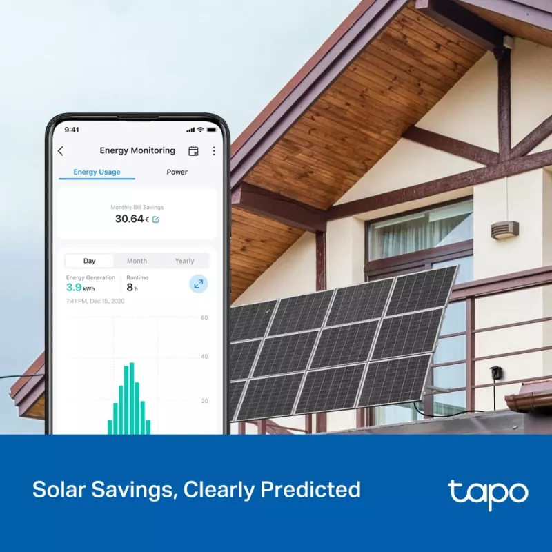 TP-Link Tapo P410M nutipistik — välistingimustes kasutatav Wi‑Fi pistikupesa, 3680 W, 200–250 V, must