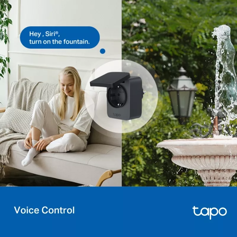 TP-Link Tapo P410M nutipistik — välistingimustes kasutatav Wi‑Fi pistikupesa, 3680 W, 200–250 V, must