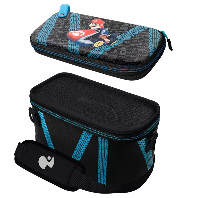 Kõvakohver PDP Nintendo Switch Kart Drift Overnight Case GLOW Must Sinine