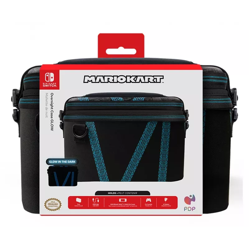 Kõvakohver PDP Nintendo Switch Kart Drift Overnight Case GLOW Must Sinine