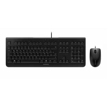 Juhtmega Cherry CHERRY DC 2000 täissuuruses USB-klaviatuur QWERTZ-paigutusega, 109 klahvi, 1,8 m kaabel, must — sisaldab hiirt