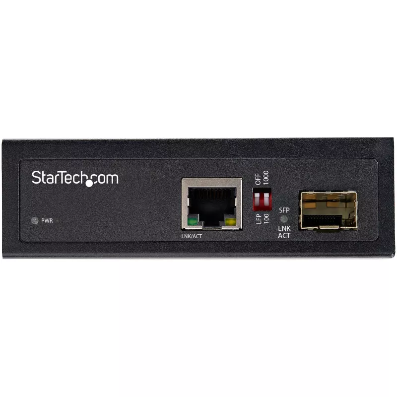 StarTech.com tööstuslik fiiber-Ethernet-meediumikonverter - 10/100/1000 Mbit/s SFP RJ45/Cat6-le - ühemoodiline/mitmemoodiline optiline fiiber vask-gigabitivõrgule - 12-56V DC - IP-30/ -40 kuni +75°C