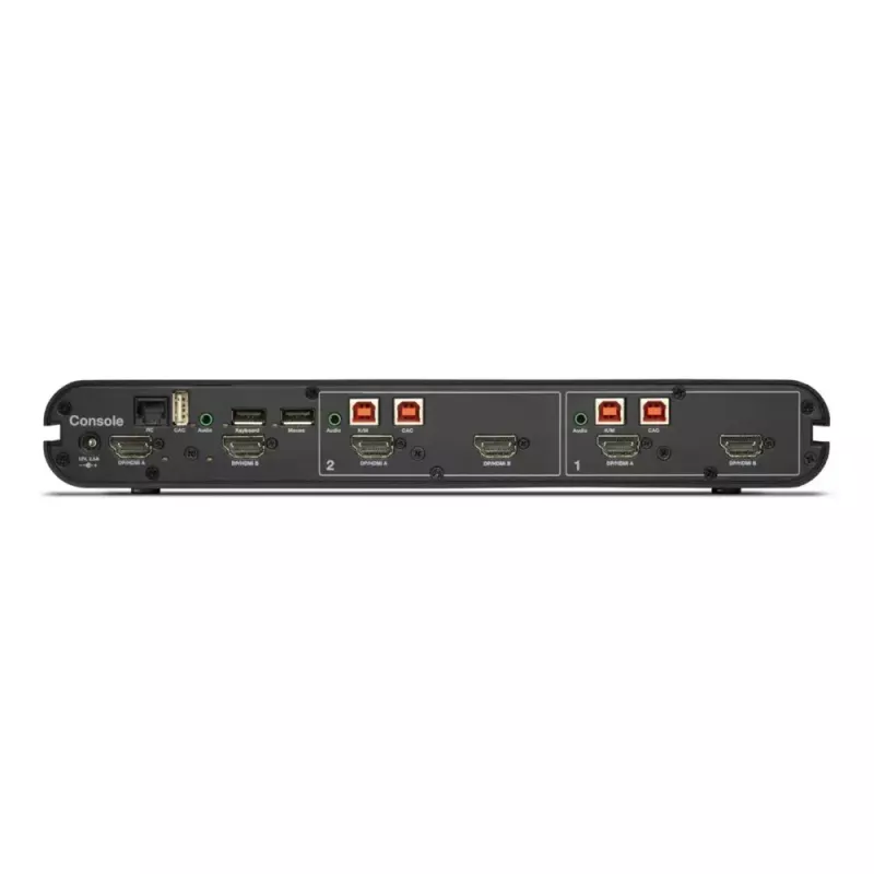 KVM-lüliti Belkin Universal 2nd Gen — 2-pordiline turvaline KVM, HDMI/DisplayPort, 4K@60Hz, USB-klaviatuur/hiir, must, rack-kinnitus