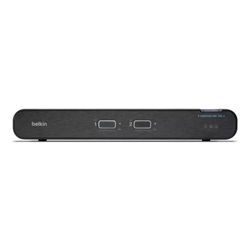 KVM-lüliti Belkin Universal 2nd Gen — 2-pordiline turvaline KVM, HDMI/DisplayPort, 4K@60Hz, USB-klaviatuur/hiir, must, rack-kinnitus
