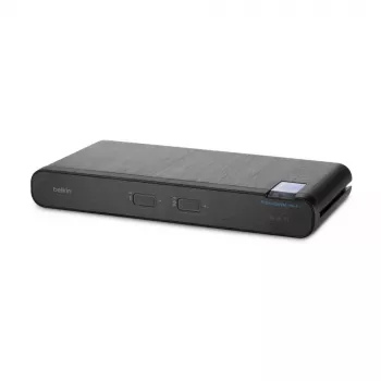 KVM-lüliti Belkin Universal 2nd Gen — 2-pordiline turvaline KVM, HDMI/DisplayPort, 4K@60Hz, USB-klaviatuur/hiir, must, rack-kinnitus