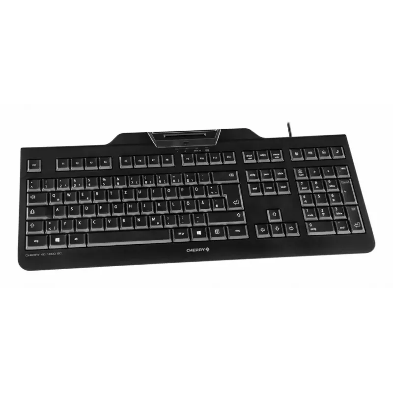 Juhtmega Cherry KC 1000 SC täissuuruses USB klaviatuur, QWERTZ paigutus, 109 klahvi, 1,8 m kaabel, must