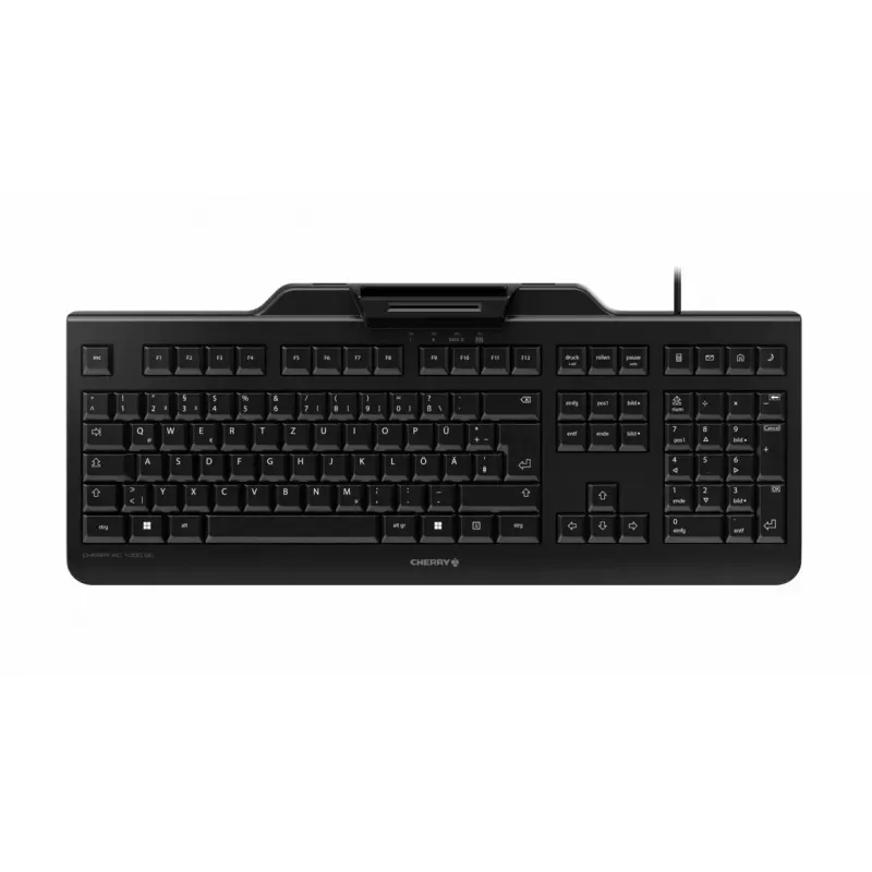 Juhtmega Cherry KC 1000 SC täissuuruses USB klaviatuur, QWERTZ paigutus, 109 klahvi, 1,8 m kaabel, must