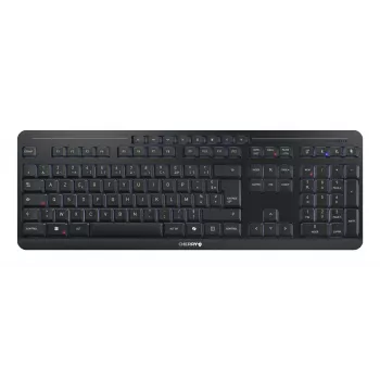 Klaviatuur Cherry Stream ultimate — Täissuuruses AZERTY, USB + RF juhtmevaba + Bluetooth, Käärtüüpi lülitid, LED taustvalgustus, Must