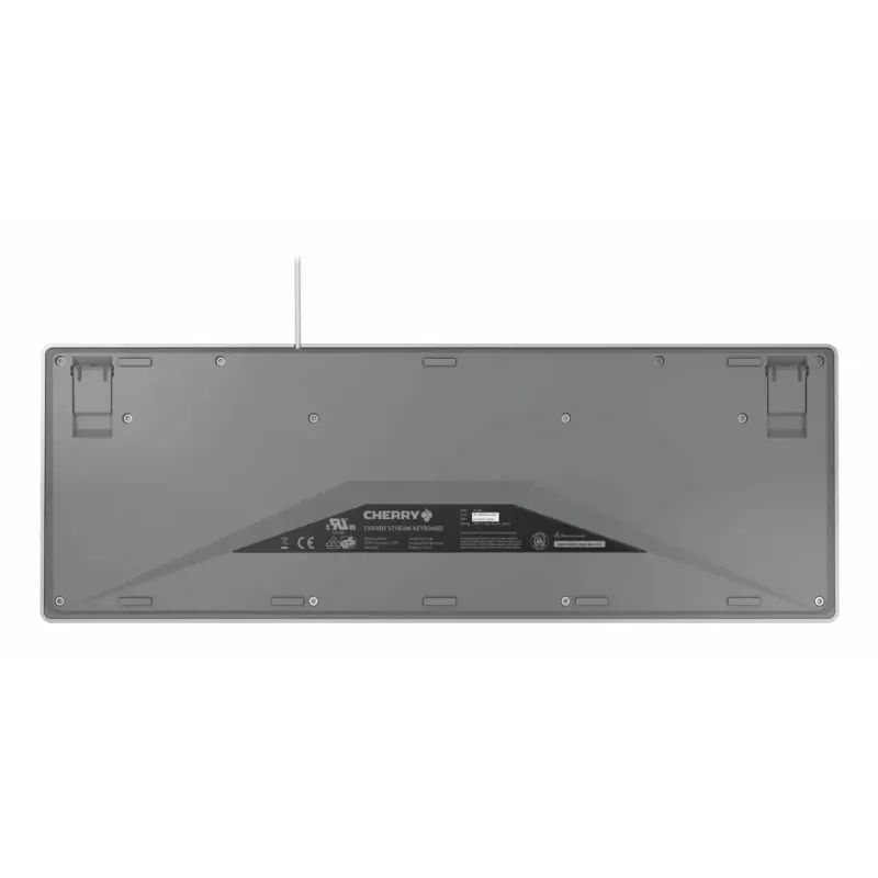 Cherry täissuuruses juhtmega klaviatuur Stream — QWERTZ paigutus, käärikuklahvid, USB, 1,8 m kaabel, helehall