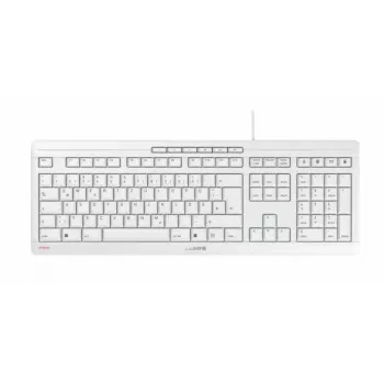 Cherry täissuuruses juhtmega klaviatuur Stream — QWERTZ paigutus, käärikuklahvid, USB, 1,8 m kaabel, helehall
