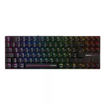 Juhtmevaba mänguklaviatuur CHERRY MX 8.2 Pro TMR — Tenkeyless, QWERTZ saksa, USB + RF + Bluetooth, RGB, 88 klahvi, Must