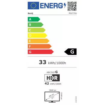 Arvutimonitor BenQ PD2770U 27-tolline 4K UHD (3840×2160) IPS LCD, 5 ms, 400 cd/m², USB 3.2 jaotur, VESA, kõrgusreguleeritav