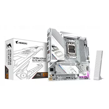GIGABYTE emaplaat X870M AORUS ELITE WIFI7 ICE — Micro ATX, AMD X870, Socket AM5, DDR5 kuni 8200Hz (O.C), 14+2+2 VRM, PCIe 5.0, Wi‑Fi 7, 2,5 GbE, USB4