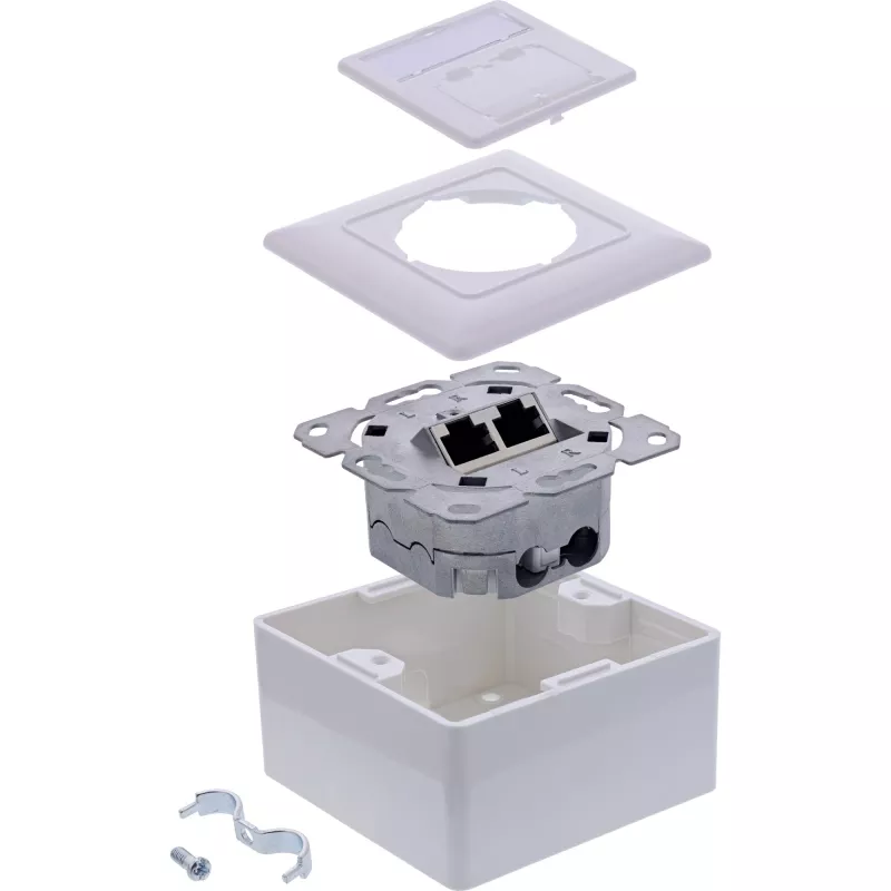 Pistikupesa InLine 76842A 2 x RJ-45 valge võrgukaabel Cat 6a