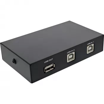 InLine USB 2.0 käsitsi lüliti, USB-A seade 2 arvutile, 75 mm, 115 mm, 25 mm, 128 g, 75 x 115 x 25 mm, 90 mm