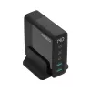 Mobiilseadme laadija Sitecom CH-1004 — universaalne vahelduvvoolu siselaadija, 100–240 V sisend, kuni 20 V väljund, 3× USB-C, must