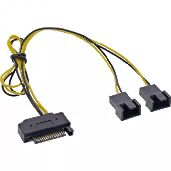InLine SATA Y-toitekaabel SATA emane / 2x FAN 2 Pin isane 0,30m