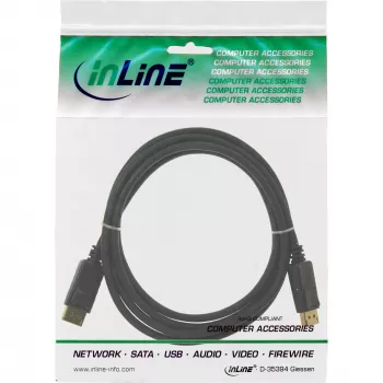 DisplayPort-kaabel InLine 15355, 0,5 m, DisplayPort–DisplayPort, must, 6 mm