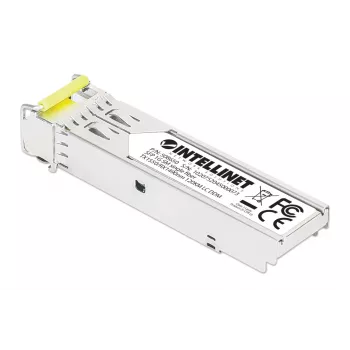 Intellinet Gigabit Fiiber WDM Kahesuunaline SFP Optiline Transiiverimoodul 1000Base-BX-D (LC) Ühemoodiline Port, 120 km (75 mi.), BiDi WDM (RX1490/TX1550), MSA-ühilduv Maksimaalse Ühilduvuse Tagamiseks, Hõbedane