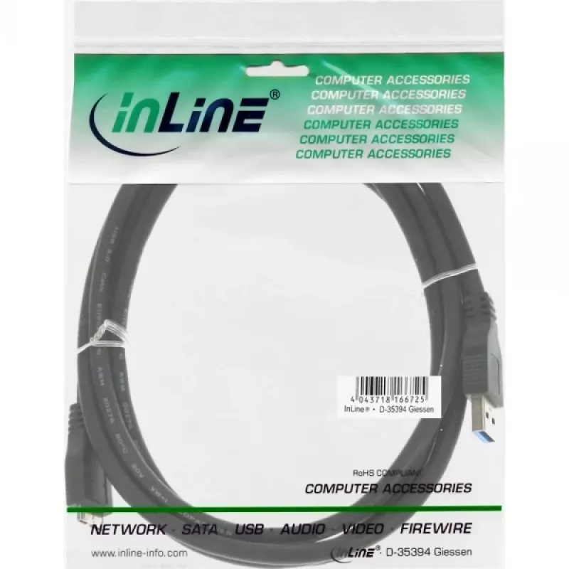 InLine USB 3.2 Gen.1 kaabel, A-tüüpi isane / Micro-B isane, must, 1,5 m