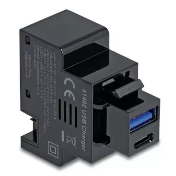 DELOCK Keystone moodul 41482 USB-C ja USB-A pistikutega, lame, must