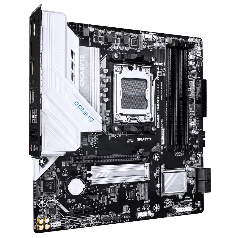 GIGABYTE B840M GAMING PLUS WIFI6E emaplaat - AMD Ryzen 9000 protsessorid, 8+2+2 faasiga VRM, kuni 8200MHz DDR5 (O.C), 2x PCIe 4.0 M.2, Wi-Fi 6E, 1GbE LAN, USB 3.2 Gen 2