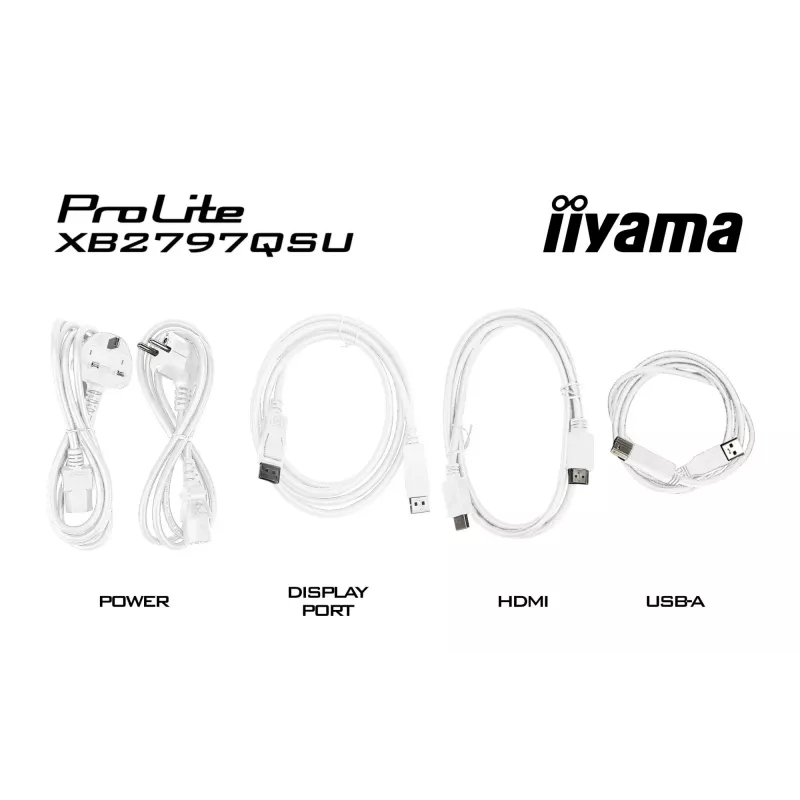 27-tolline IIYAMA ProLite XB2797QSU-W1 IPS Quad HD (2560x1440) LED-kuvar, 178° vaatenurk, USB 3.2 jaotur, kõlarid, VESA, kõrguse reguleerimine, valge