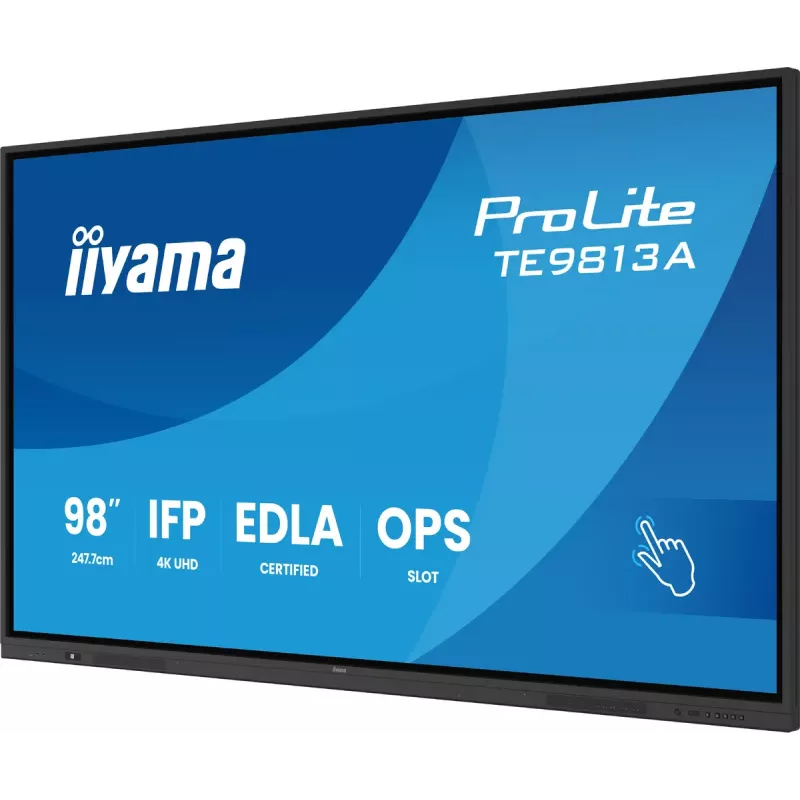 Interaktiivne lameekraan IIYAMA TE9813A-B2AG 97.5 tolli (2.48 m) 4K Ultra HD 500 cd/m² Wi‑Fi Android 24/7 Must