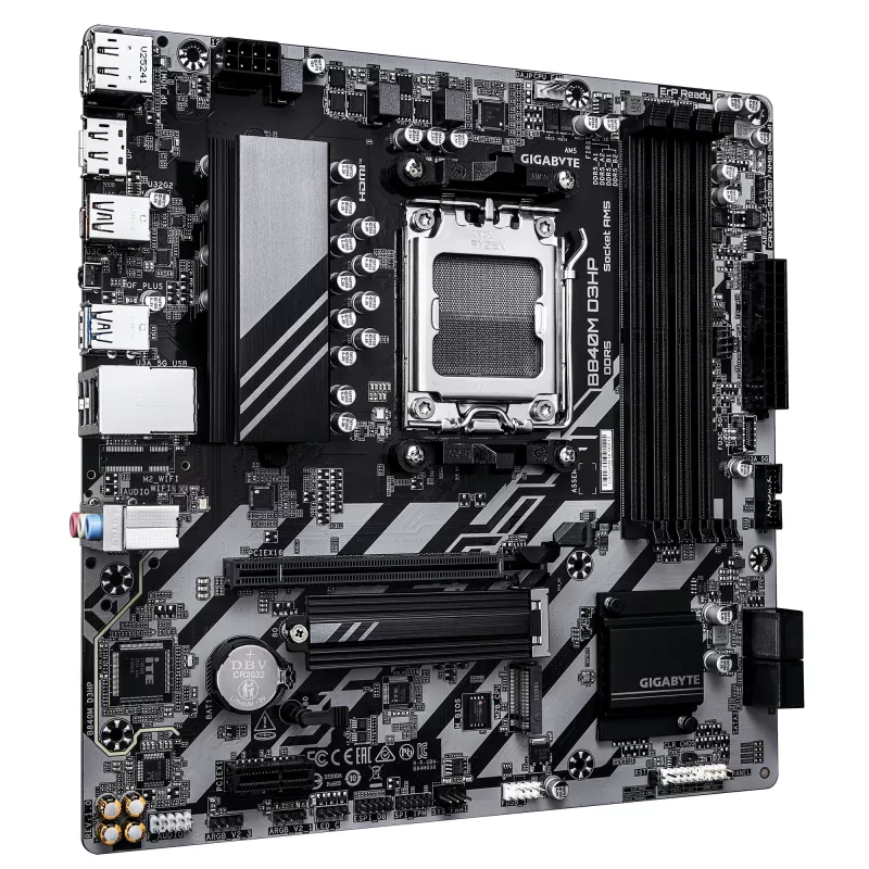 GIGABYTE B840M D3HP emaplaat - AMD Ryzen 9000 protsessorid, 8+2+2 faasi VRM, kuni 8200MHz DDR5 (O.C), 2x PCIe 4.0 M.2, 1GbE LAN, USB 3.2 Gen 2