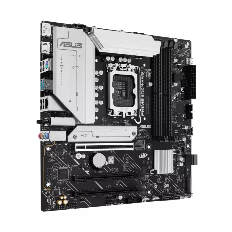 Emaplaat ASUS PRIME B760M-A WIFI II micro ATX, Intel B760, LGA 1700, DDR5, 4 DIMM-i pesa, kuni 256 GB, Wi-Fi 6E, 2,5 Gb Ethernet