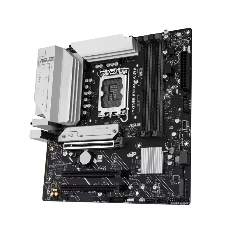 Emaplaat ASUS PRIME B760M-A WIFI II micro ATX, Intel B760, LGA 1700, DDR5, 4 DIMM-i pesa, kuni 256 GB, Wi-Fi 6E, 2,5 Gb Ethernet
