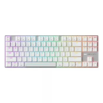 Juhtmevaba mänguklaviatuur Cherry MX 8.2 Pro TMR — Tenkeyless 88 klahvi, USB + RF + Bluetooth, Magnet-mehaanilised lülitid, RGB, Hõbe/Valge