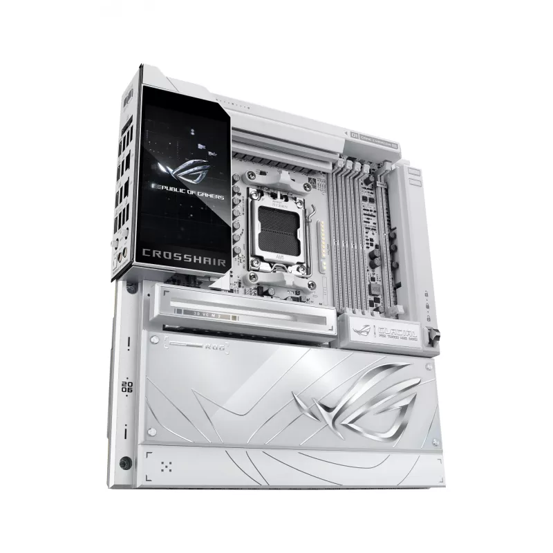 Emaplaat ASUS ROG CROSSHAIR X870E GLACIAL — AMD X870E, pesa AM5, E-ATX, DDR5, kuni 256 GB, Wi‑Fi 7, 10Gb Ethernet