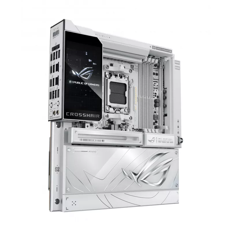 Emaplaat ASUS ROG CROSSHAIR X870E GLACIAL — AMD X870E, pesa AM5, E-ATX, DDR5, kuni 256 GB, Wi‑Fi 7, 10Gb Ethernet
