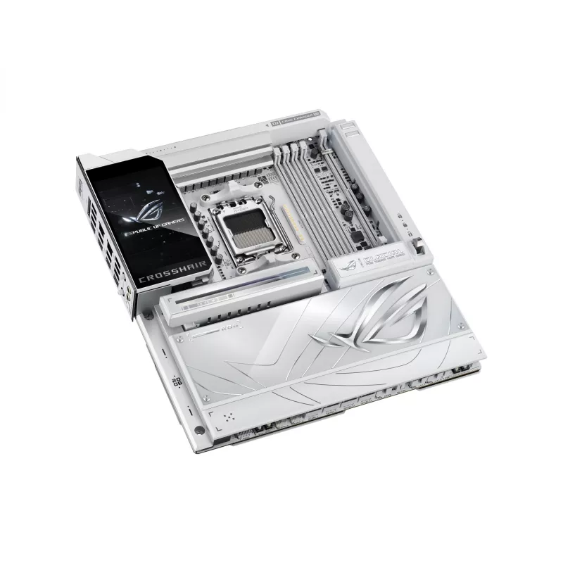 Emaplaat ASUS ROG CROSSHAIR X870E GLACIAL — AMD X870E, pesa AM5, E-ATX, DDR5, kuni 256 GB, Wi‑Fi 7, 10Gb Ethernet