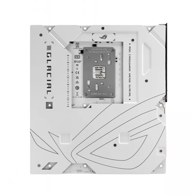 Emaplaat ASUS ROG CROSSHAIR X870E GLACIAL — AMD X870E, pesa AM5, E-ATX, DDR5, kuni 256 GB, Wi‑Fi 7, 10Gb Ethernet