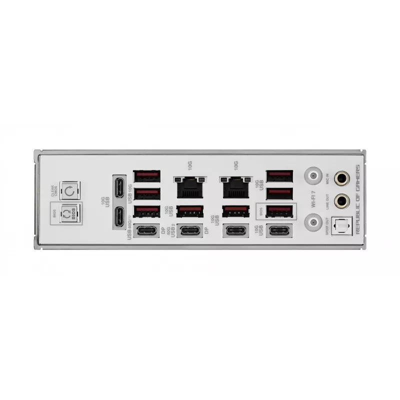 Emaplaat ASUS ROG CROSSHAIR X870E GLACIAL — AMD X870E, pesa AM5, E-ATX, DDR5, kuni 256 GB, Wi‑Fi 7, 10Gb Ethernet