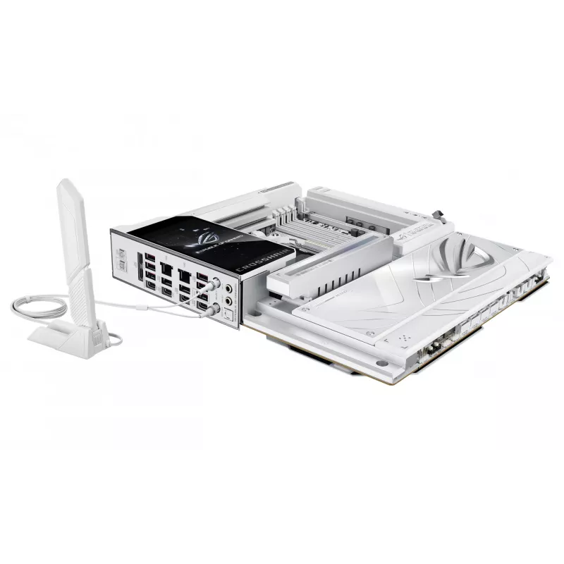 Emaplaat ASUS ROG CROSSHAIR X870E GLACIAL — AMD X870E, pesa AM5, E-ATX, DDR5, kuni 256 GB, Wi‑Fi 7, 10Gb Ethernet