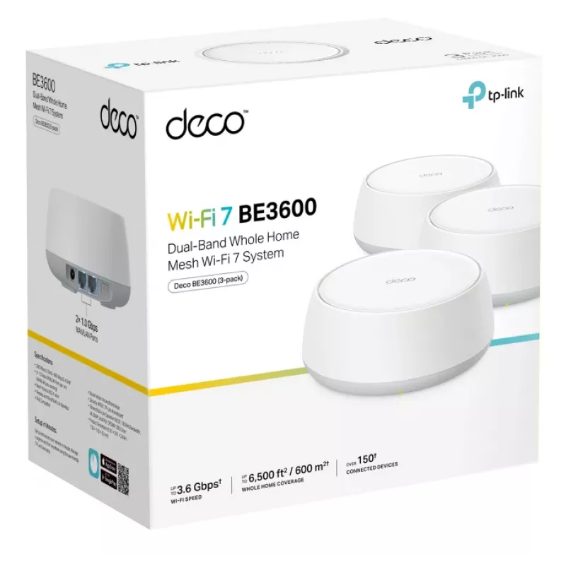 TP-Link Deco BE3600 kahesageduslik (2,4 GHz / 5 GHz) Wi-Fi 7 (802.11be) valge 2 sisemist