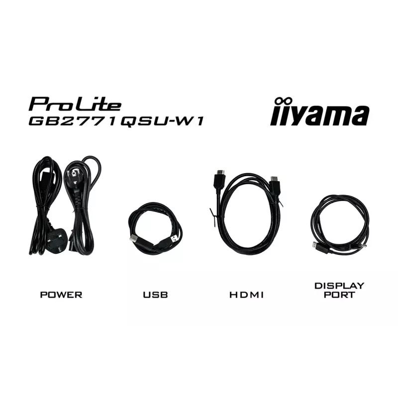 27-tolline iiyama G-MASTER GB2771QSU-W1 monitor, 2560×1440 WQHD, Fast IPS, 2 ms, USB 3.2 jaotur, kõlarid, VESA, kõrguse reguleerimine (valge)