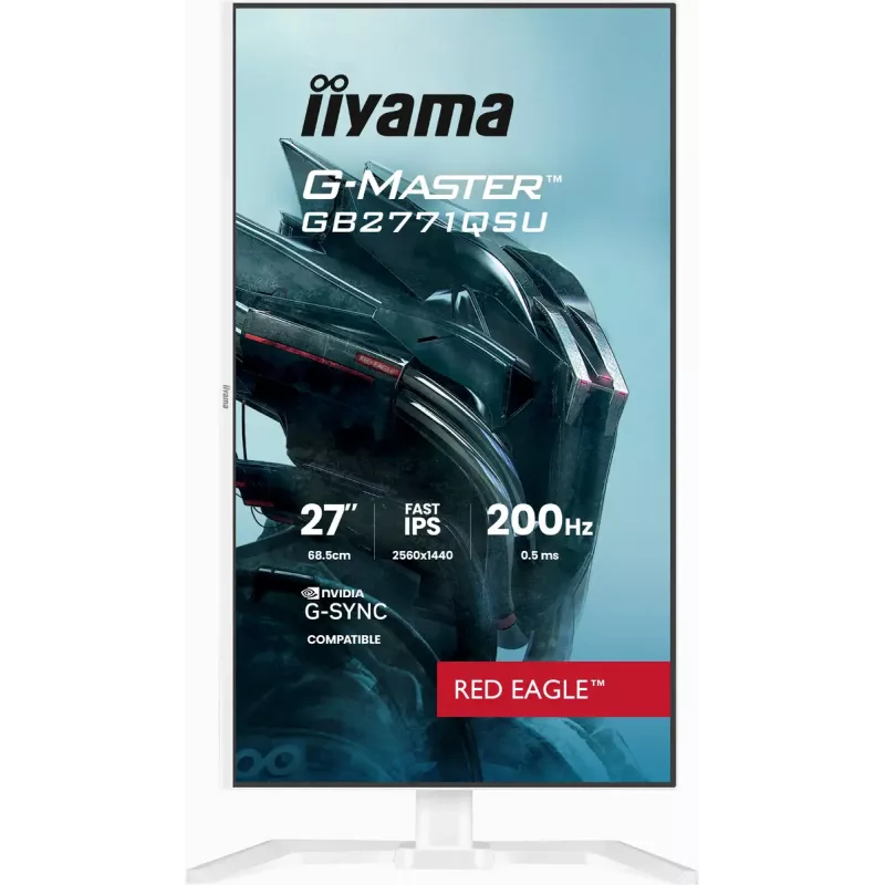 27-tolline iiyama G-MASTER GB2771QSU-W1 monitor, 2560×1440 WQHD, Fast IPS, 2 ms, USB 3.2 jaotur, kõlarid, VESA, kõrguse reguleerimine (valge)