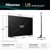 TV Hisense 100U8Q 100 tolli (253 cm) 4K ULED nutiTV Mini LED, VIDAA, Wi‑Fi, DVB-T2/C/S2, must/hall