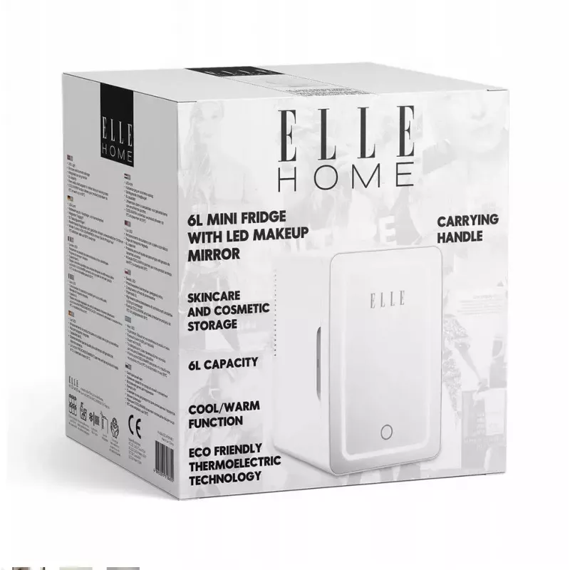 Minikülmik LED-meigipeegliga Elle ESDAF01WHEU 6 L valge