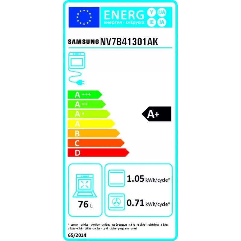 Sisseehitatav elektriahi Samsung NV7B41301AK 76 L, 3850 W, puutetundlik juhtimine, must