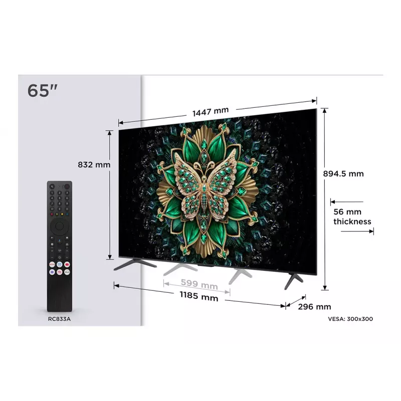 TCL C6K 65C6K TV 165,1 cm (65 tolli) 4K Ultra HD nutiteler Wi-Fi Metallic