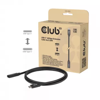 USB-C 40Gbps pikenduskaabel 1 m — club 3d, USB C USB C-le, Must