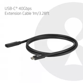 USB-C 40Gbps pikenduskaabel 1 m — club 3d, USB C USB C-le, Must