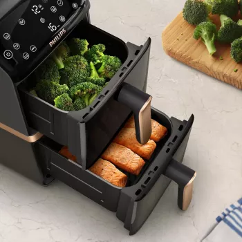Philips 4000 seeria Dual Stack Airfryer vertikaalkorv 10L topelt eraldiseisev 2750 W kuumaõhufritüür must