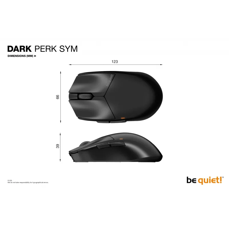 be quiet Dark Perk | Sym mängurihiir paremakäeline RF Wireless + USB USB-C optiline 32000 DPI