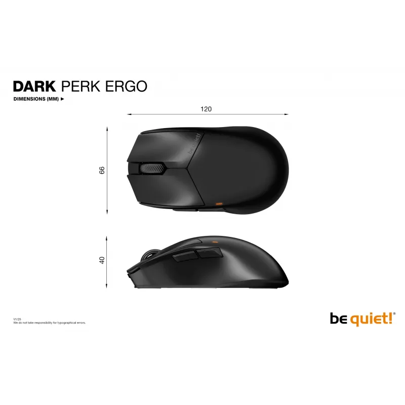 be quiet Dark Perk | Ergo hiir Mängimine Paremakäeline RF-juhtmevaba + USB USB-C Optiline 32000 DPI